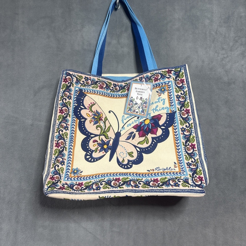Brighton Butterfly Floral Garden Canvas Tote Bag Large 15x15x8 D30289 New